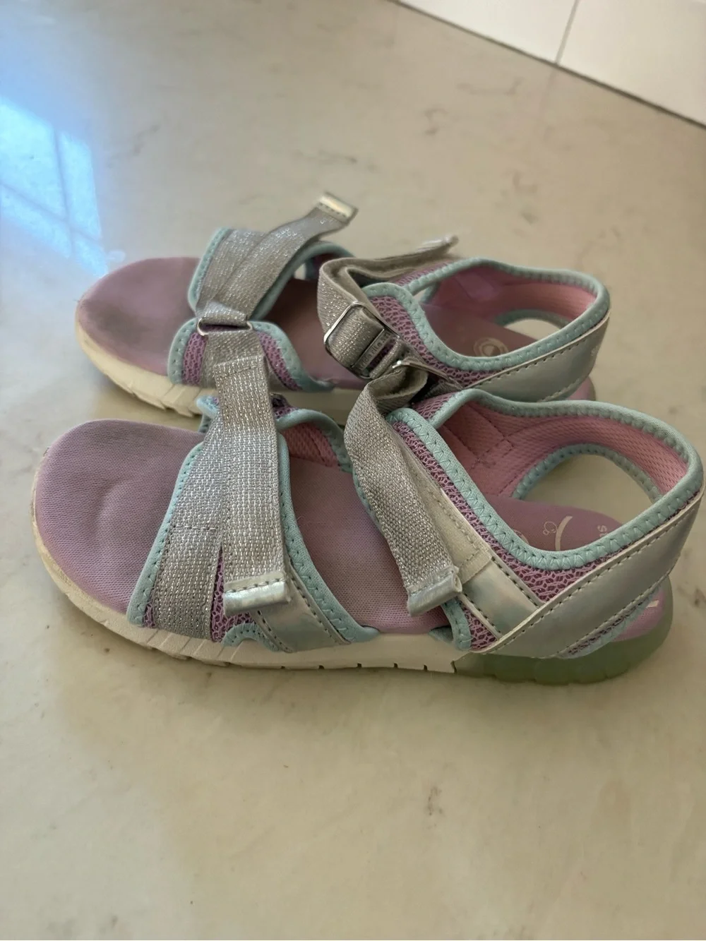 Stride Rite 360 Girls Sport Sandals Size 13 Memory Foam Hook & Loop light up!
